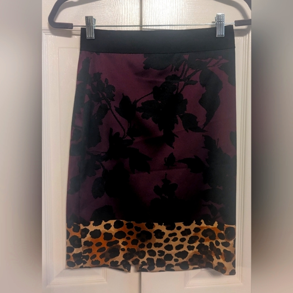 5/$25. Express Black, Purple, Leopard Print Skirt